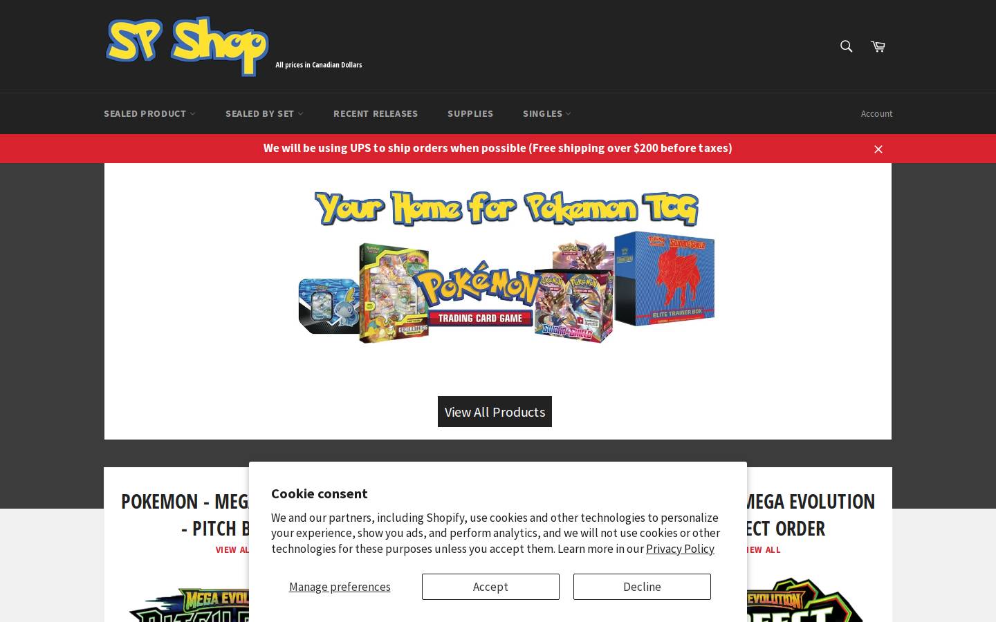 spshop.ca homepage screenshot