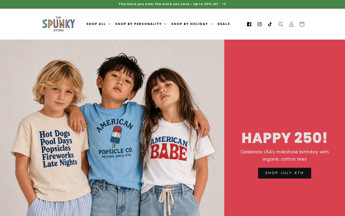 spunkystork.com homepage screenshot
