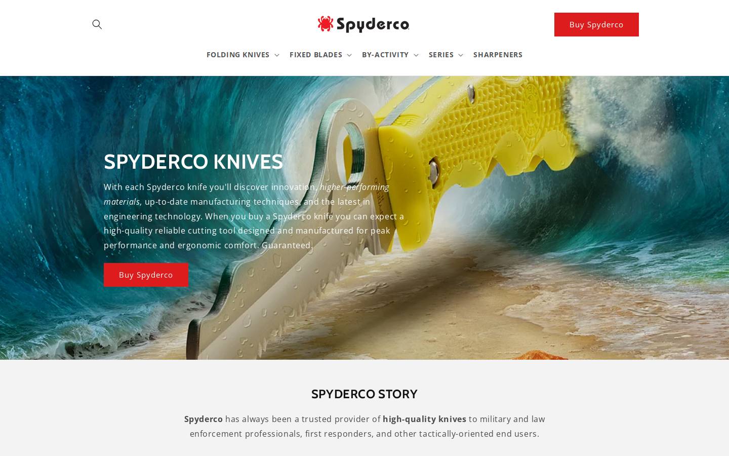 Spyderco Inc. homepage screenshot