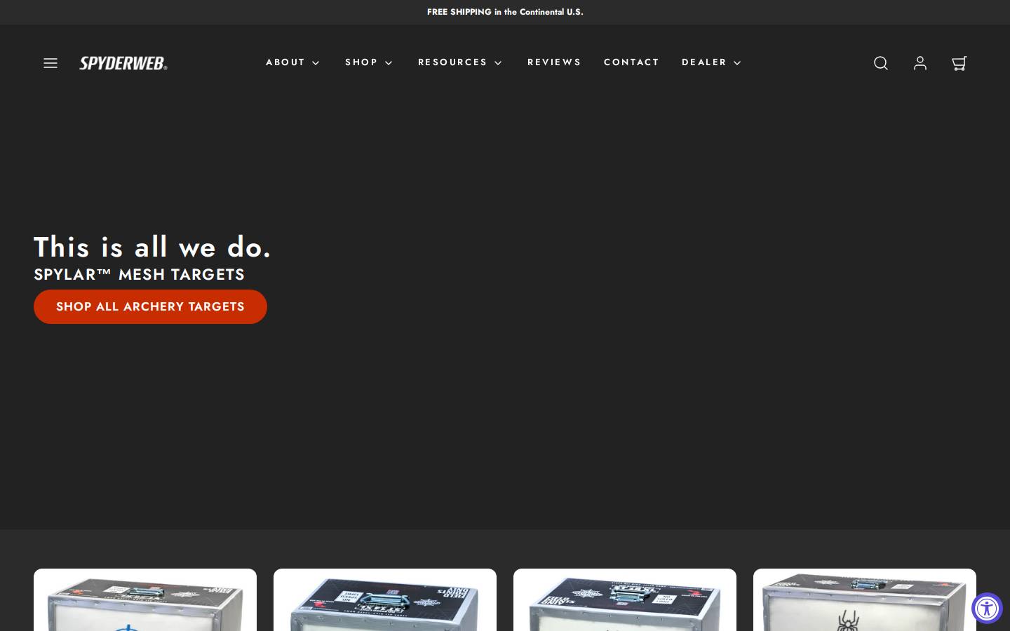 spyderwebtargets.net homepage screenshot