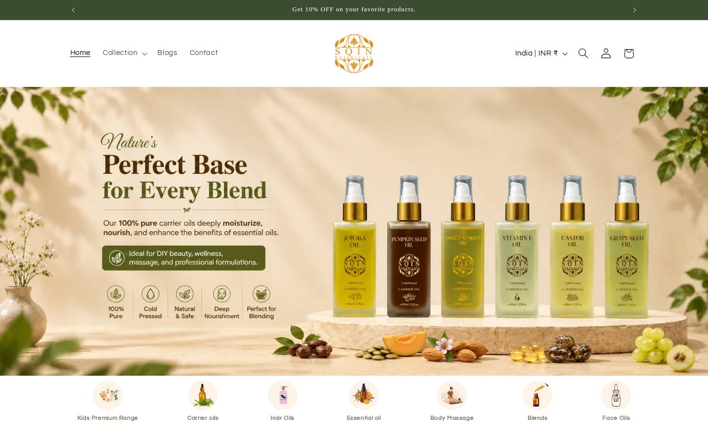 Sqinbotanicals homepage screenshot