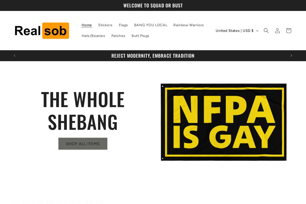 squadorbust.com homepage screenshot