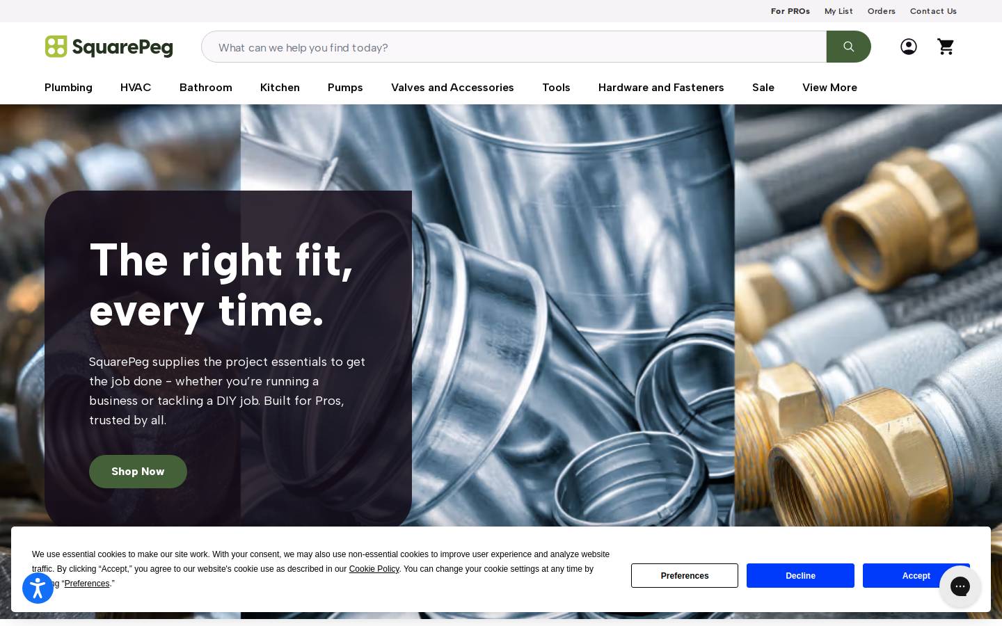 squarepegsupply.com homepage screenshot