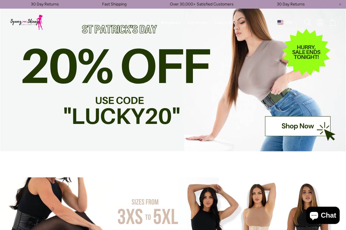 squeezmeskinny.com homepage screenshot