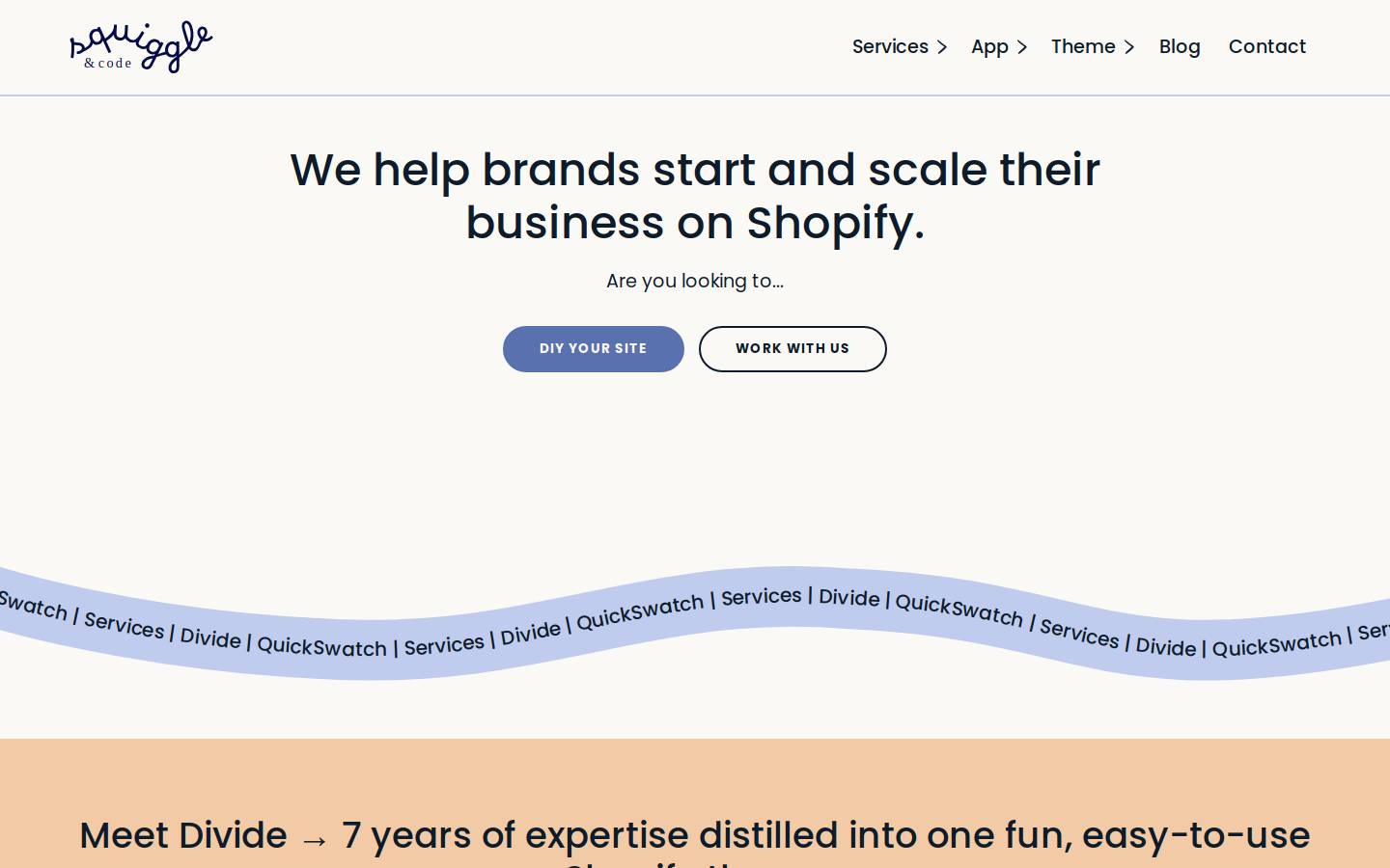 squiggleandcode.com homepage screenshot