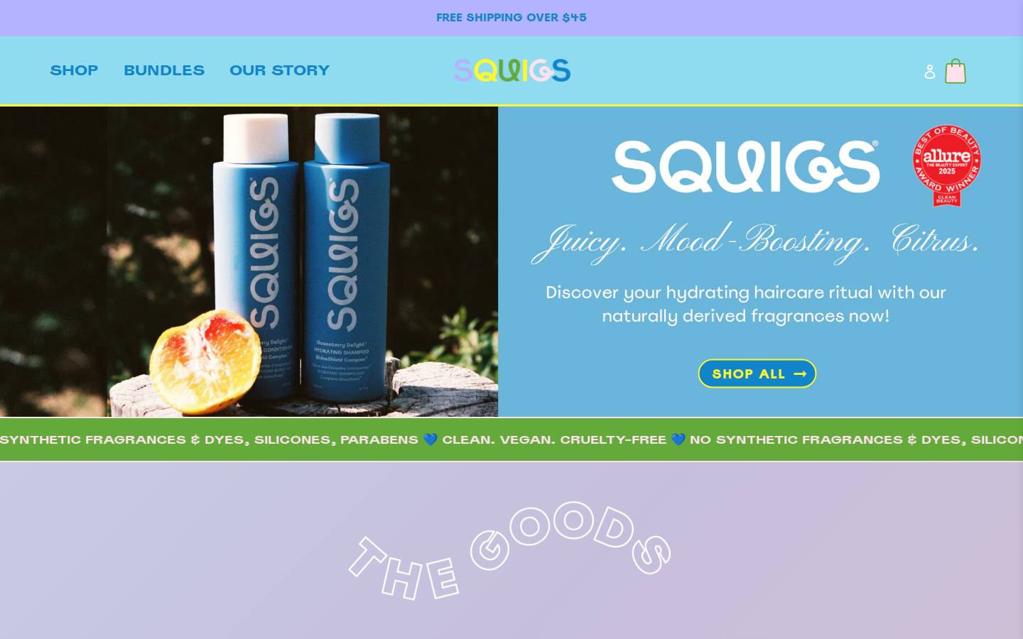 squigsbeauty.com homepage screenshot