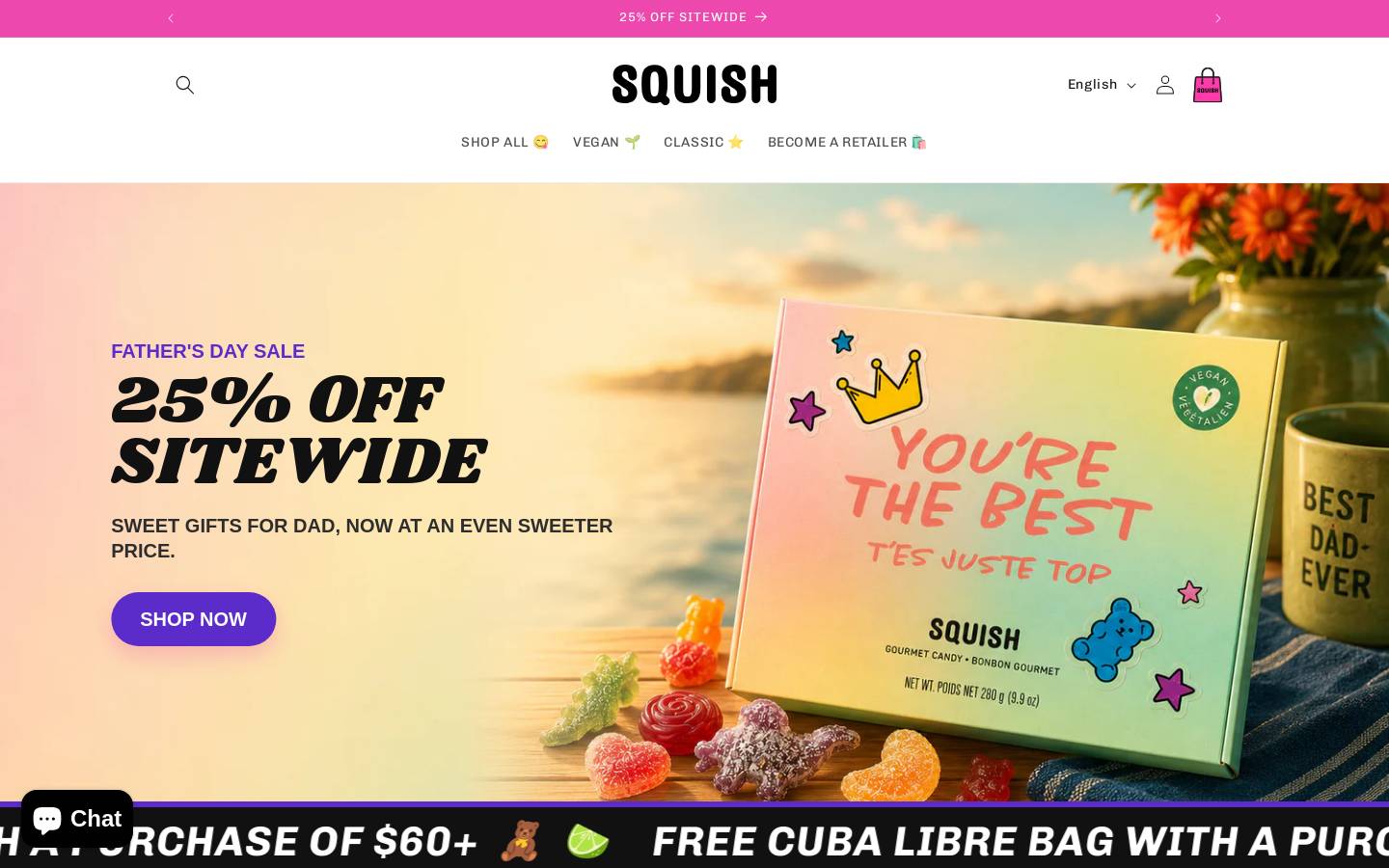 Squishcandies homepage screenshot