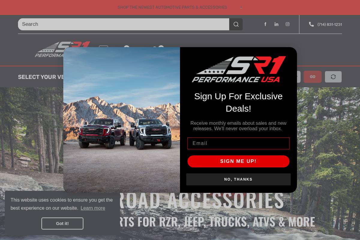 sr1performance.com homepage screenshot