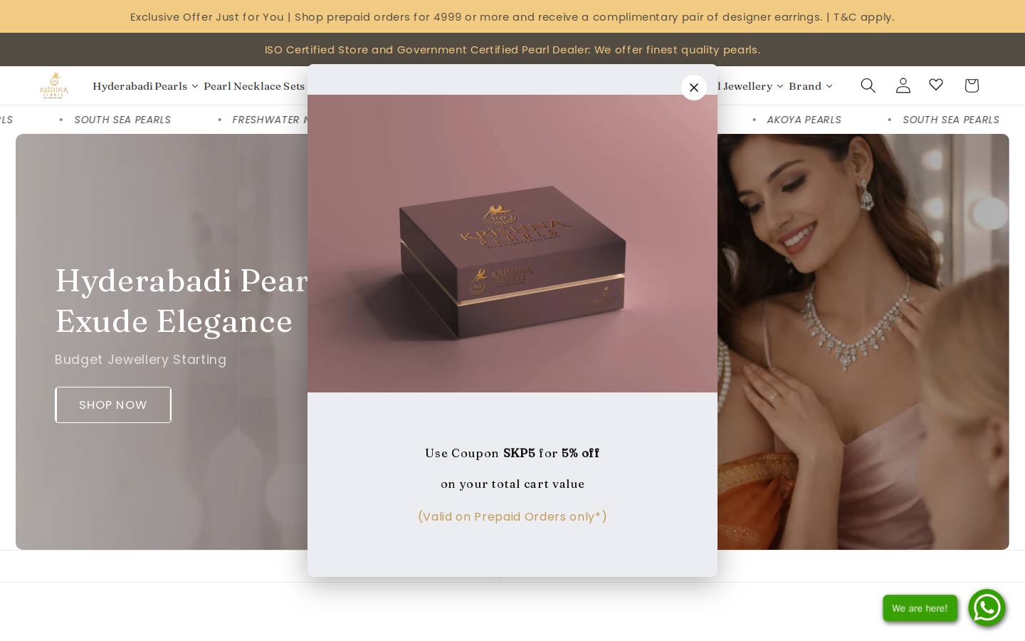srikrishnapearls.com homepage screenshot