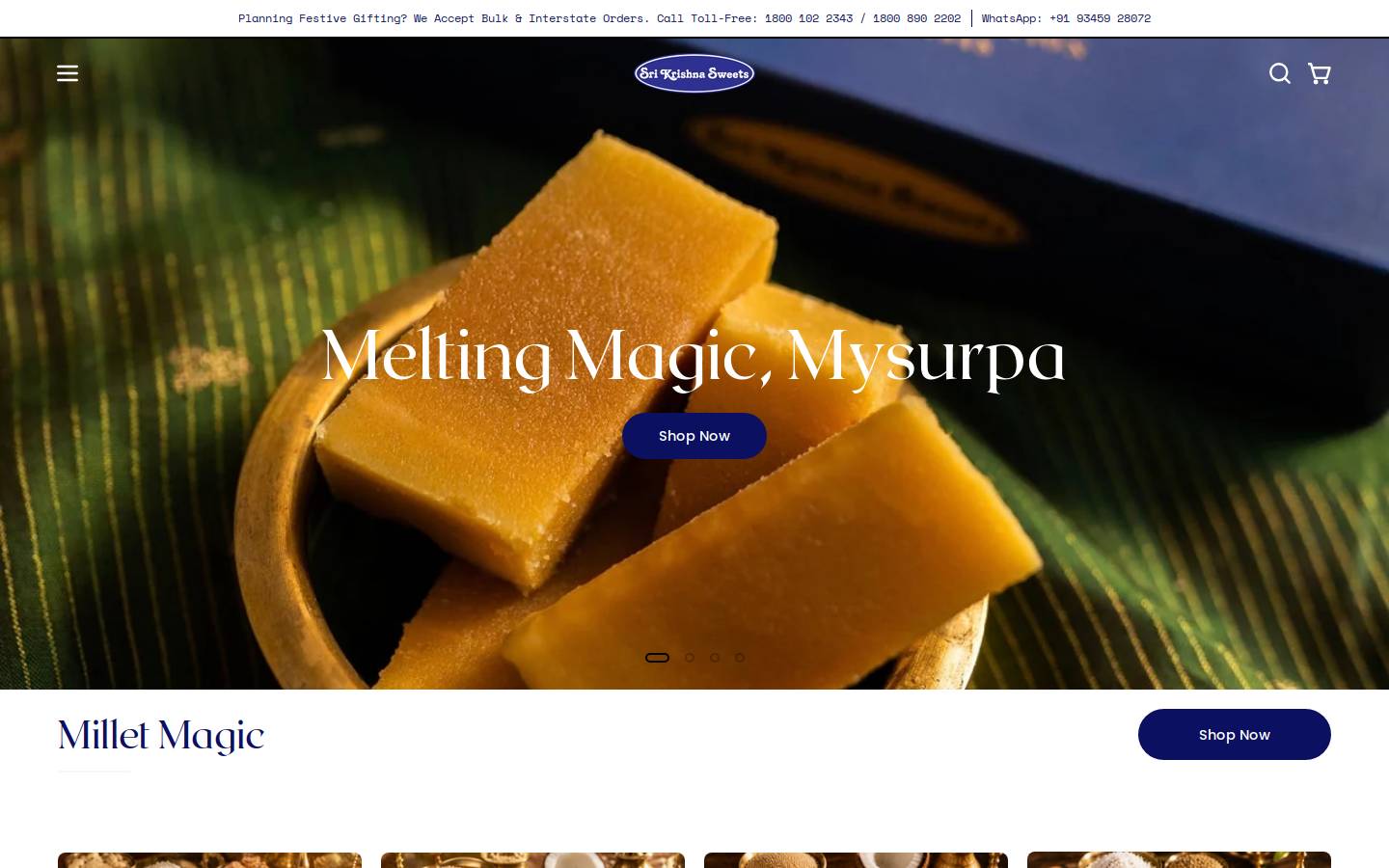 srikrishnasweets.com homepage screenshot