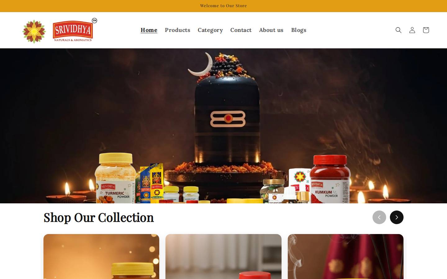 srividhyanaturals.com homepage screenshot
