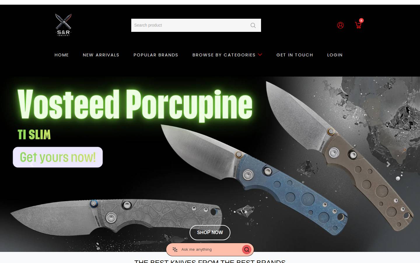 srknives.com homepage screenshot