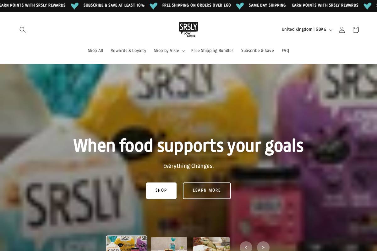 Srslylowcarb homepage screenshot