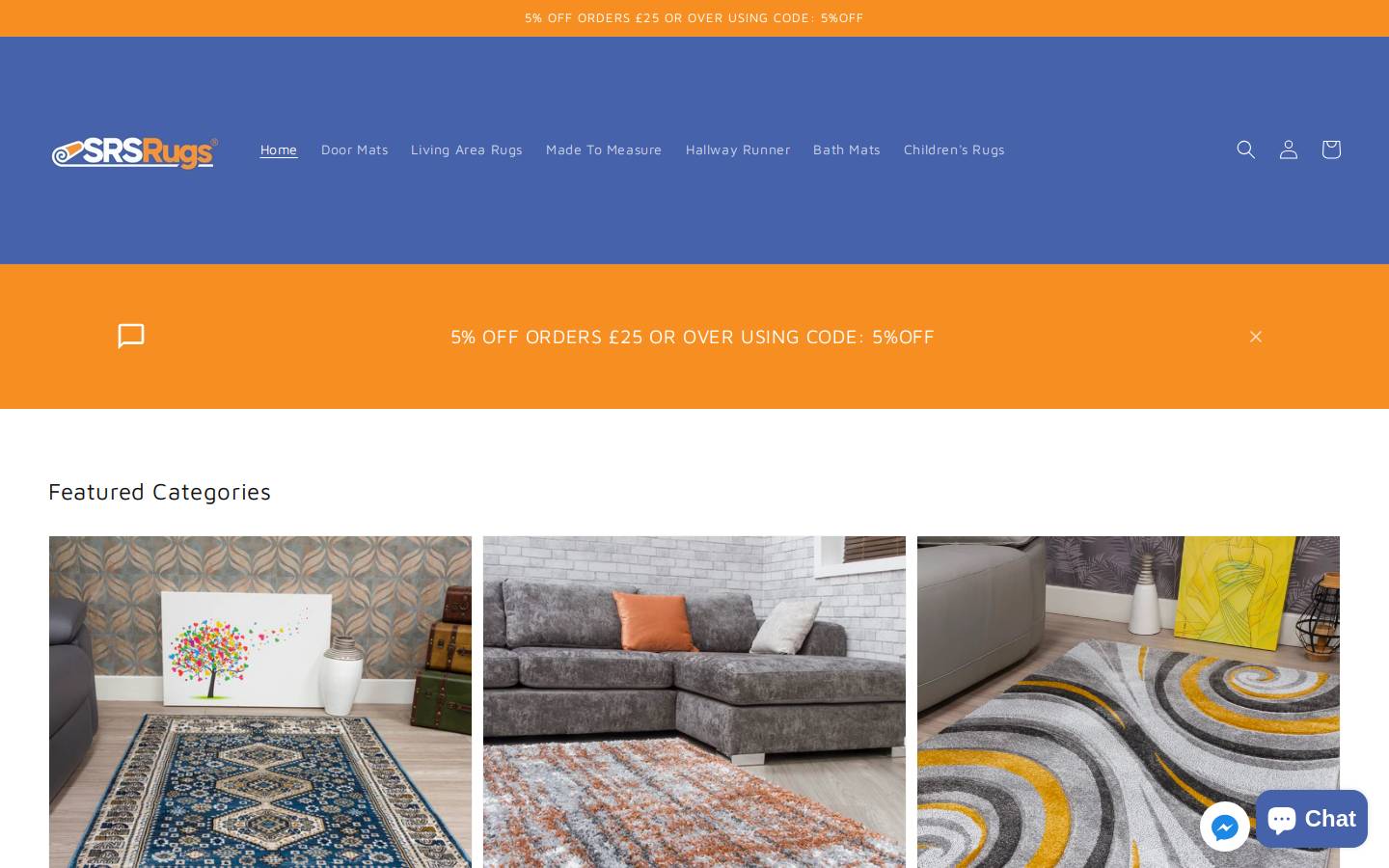SRS Rugs homepage screenshot