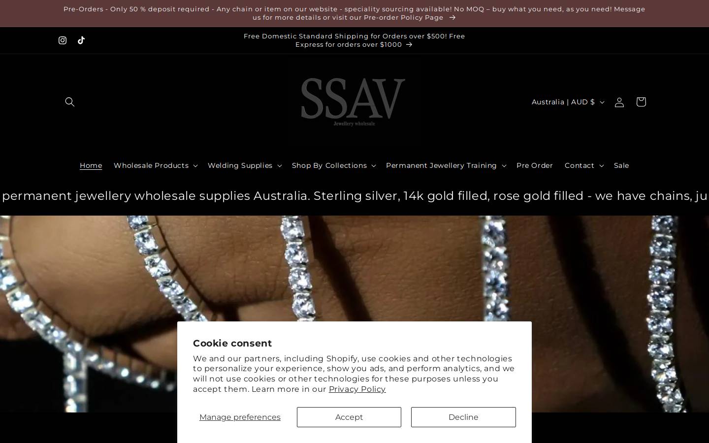 ssavjewellerywholesale.com homepage screenshot