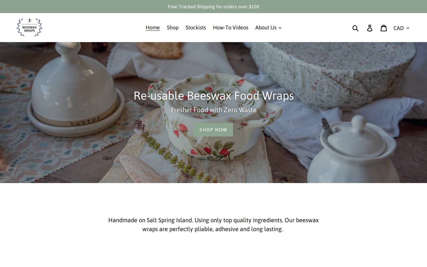 ssibeeswaxwraps.com homepage screenshot