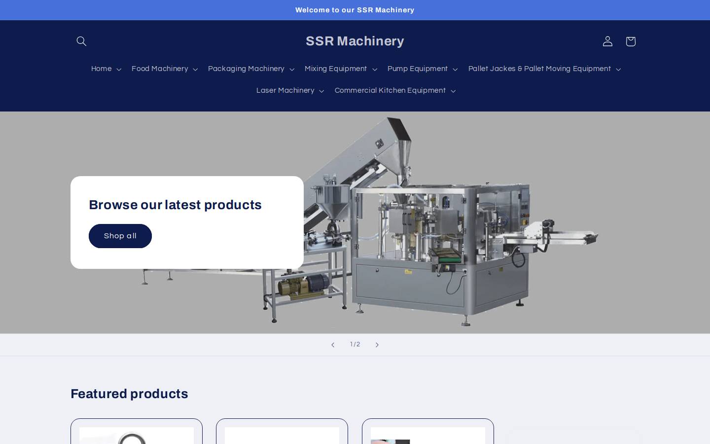 ssrmachinery.com homepage screenshot