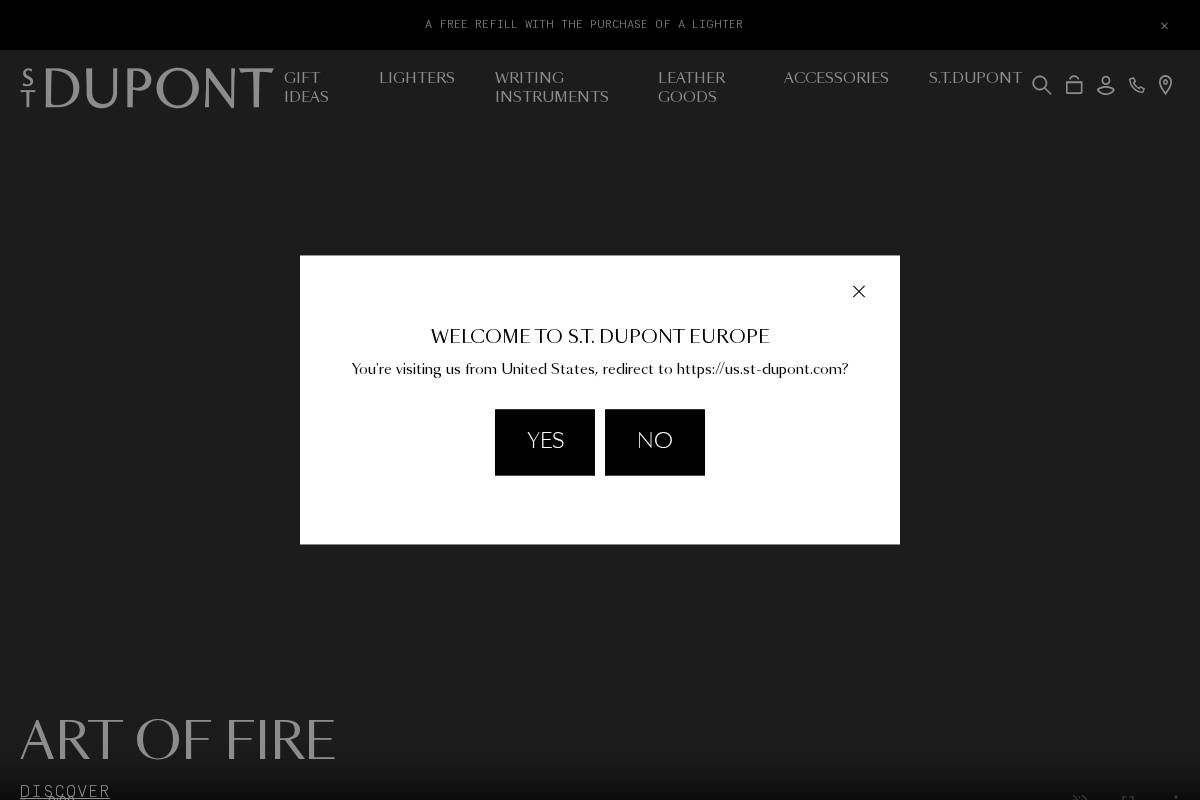 ST Dupont homepage screenshot