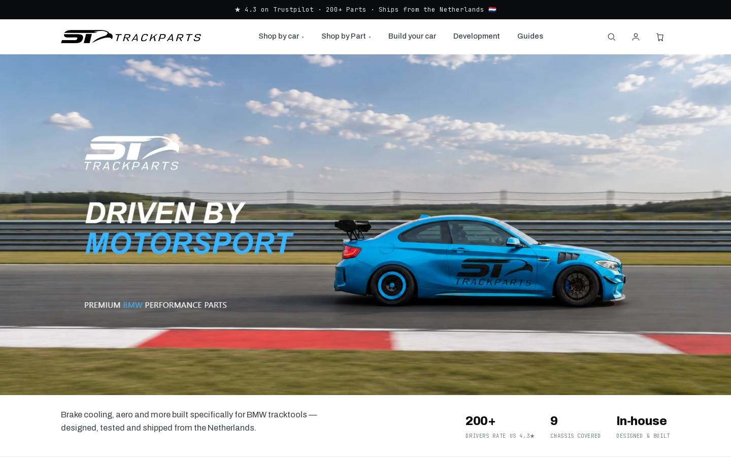 ST Trackparts homepage screenshot