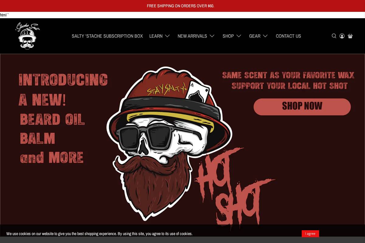 'Stache Salt homepage screenshot