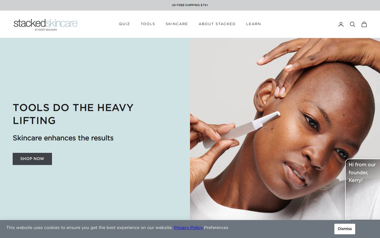 StackedSkincare homepage screenshot