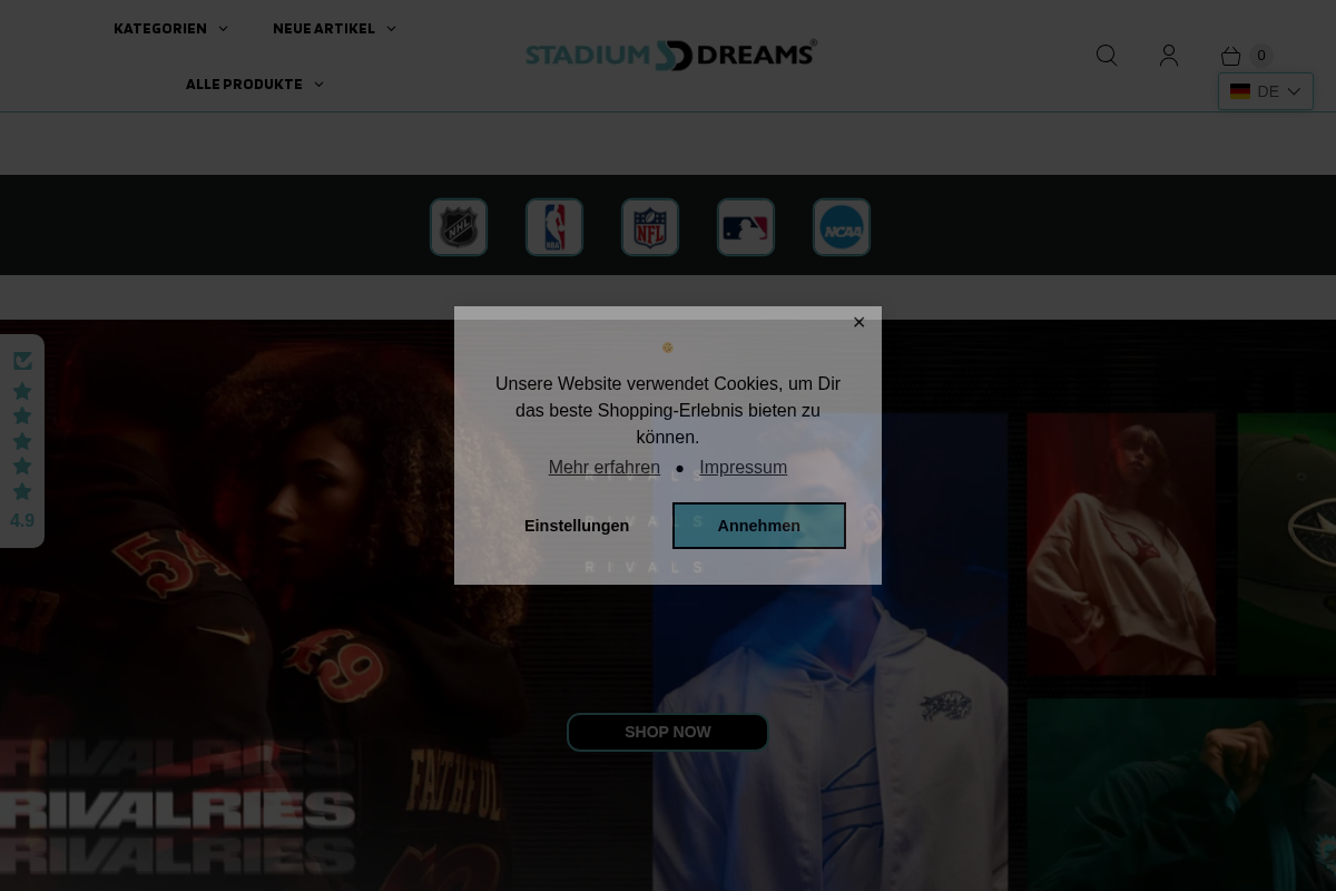 Stadiumdreams homepage screenshot