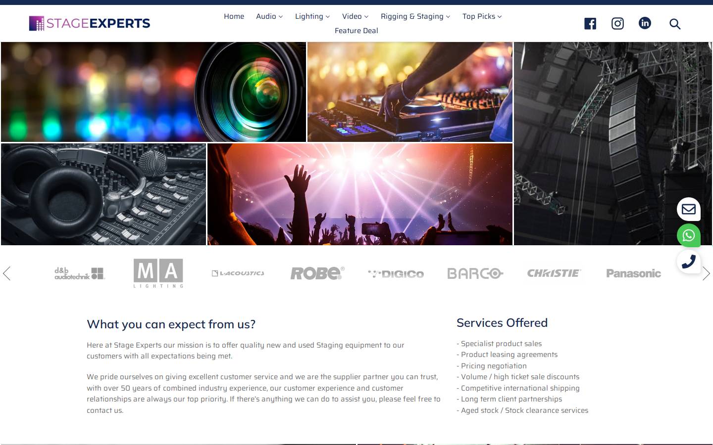 stage-experts.com homepage screenshot