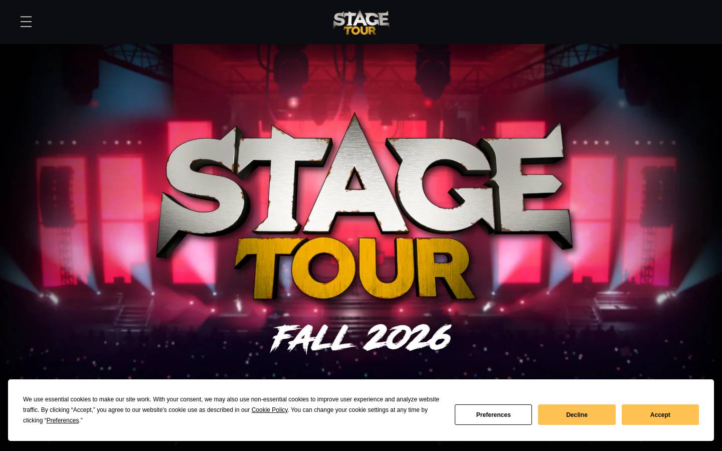 stagetour.com homepage screenshot