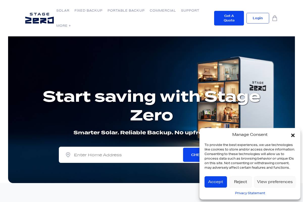 Stage Zero homepage screenshot