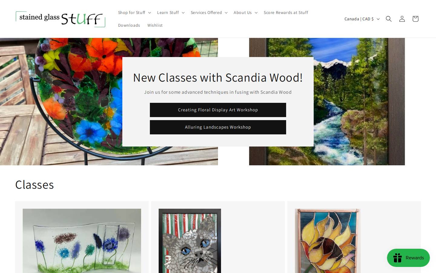 stainedglassstuff.com homepage screenshot