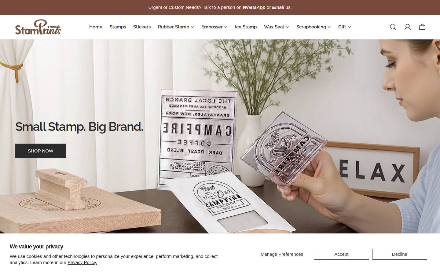 Stamprints homepage screenshot