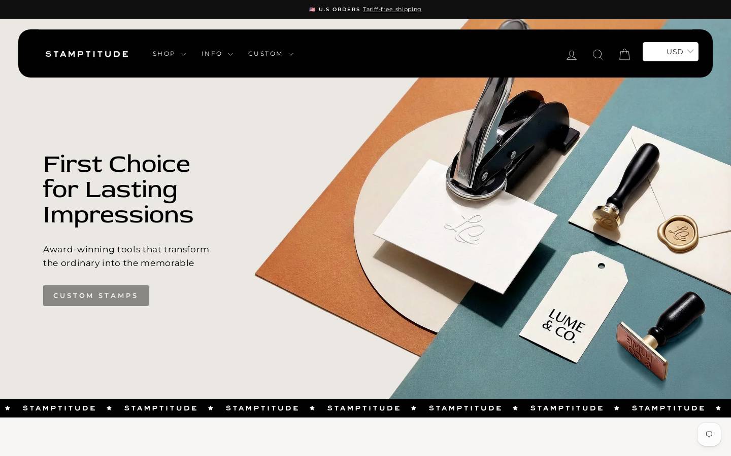 Stamptitude homepage screenshot