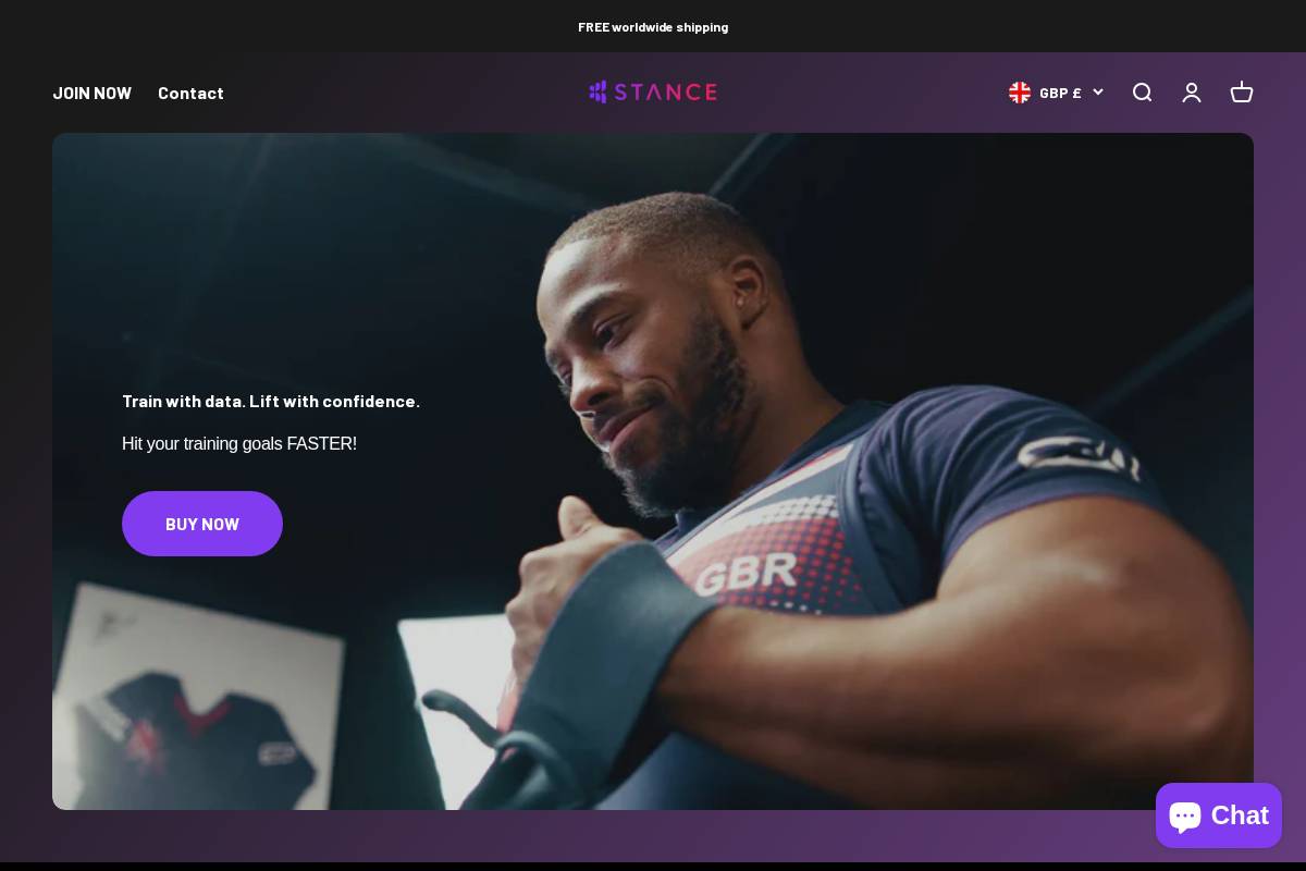 Stance Fitness homepage screenshot