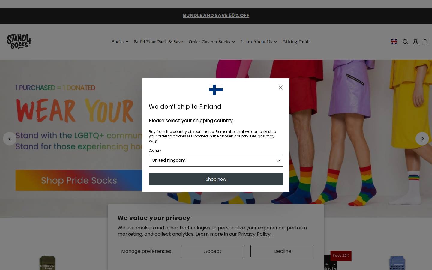 Stand4 Socks homepage screenshot