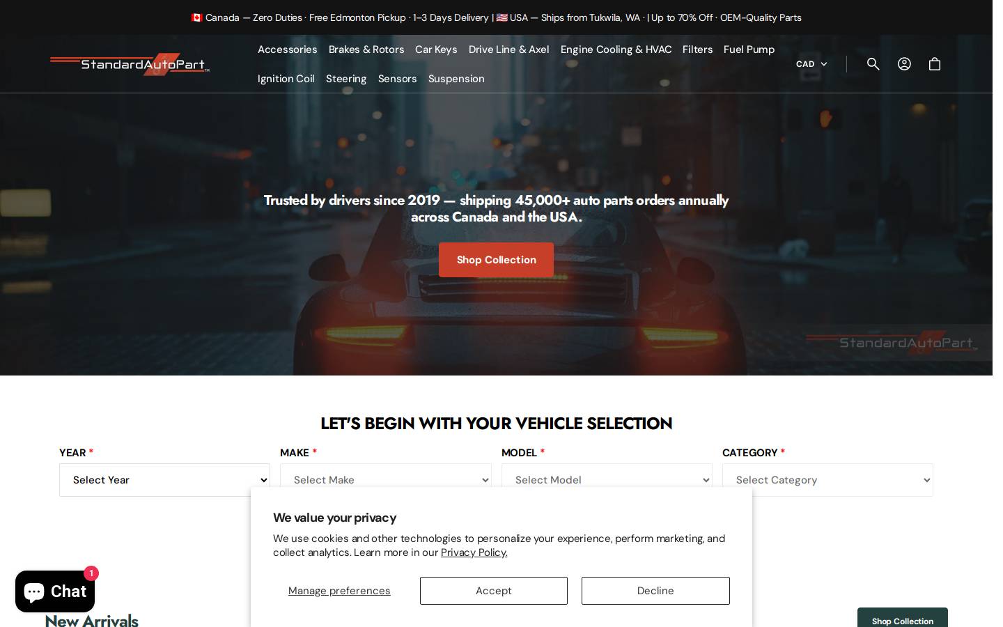 standardautopart.com homepage screenshot