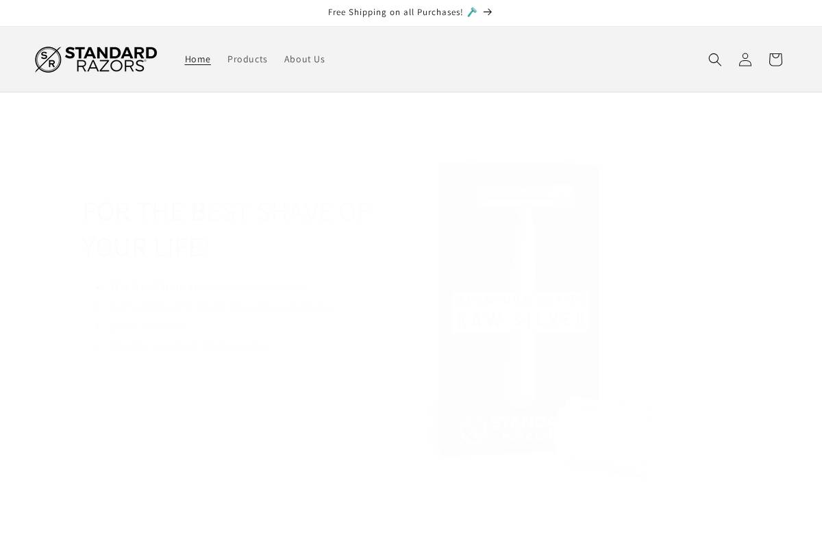 standardrazors.com homepage screenshot