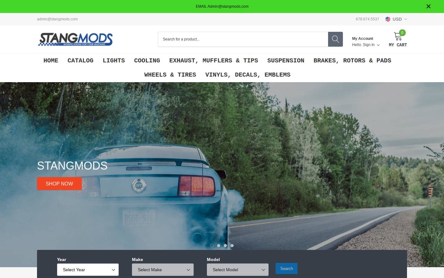 Stangmods.com homepage screenshot
