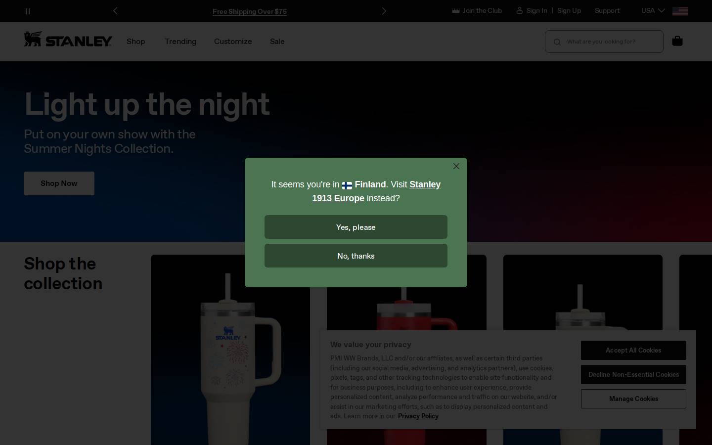 Stanley homepage screenshot