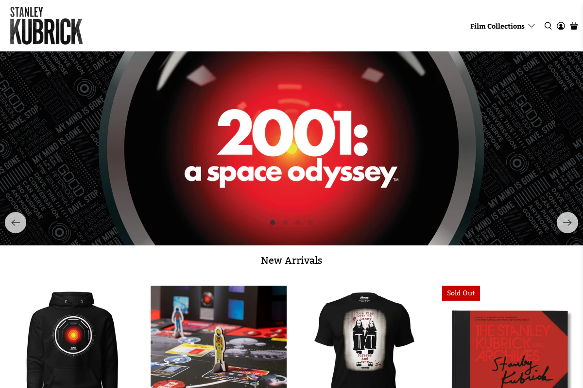 Stanley Kubrick Store homepage screenshot