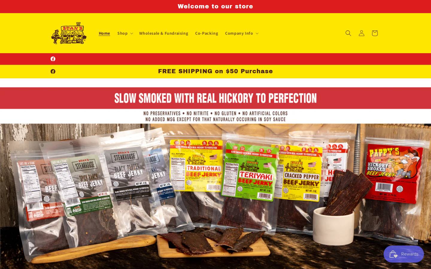 stansbeefjerky.com homepage screenshot