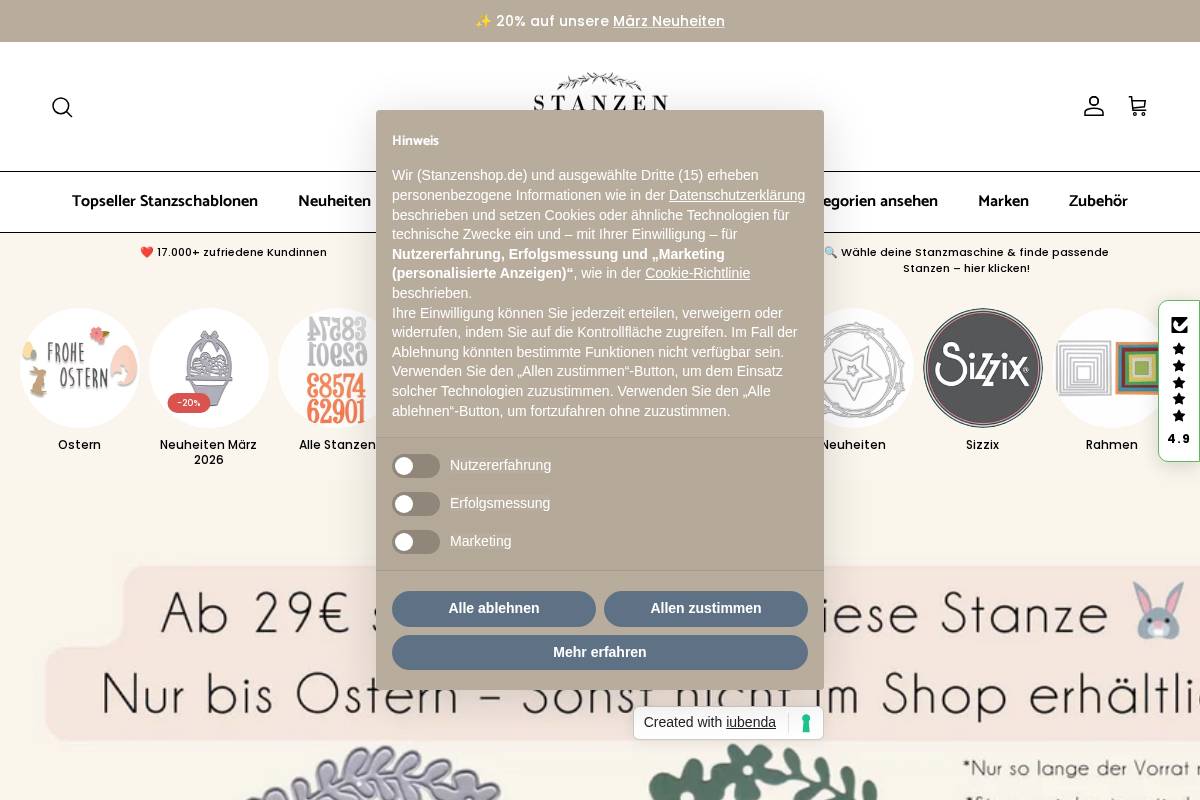 Stanzenshop.de homepage screenshot