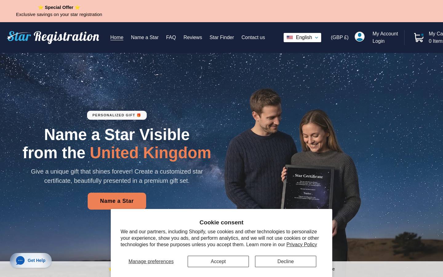 Star-Registration.co.uk homepage screenshot