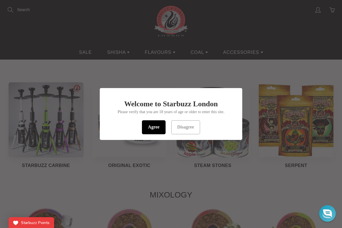 Starbuzz London homepage screenshot