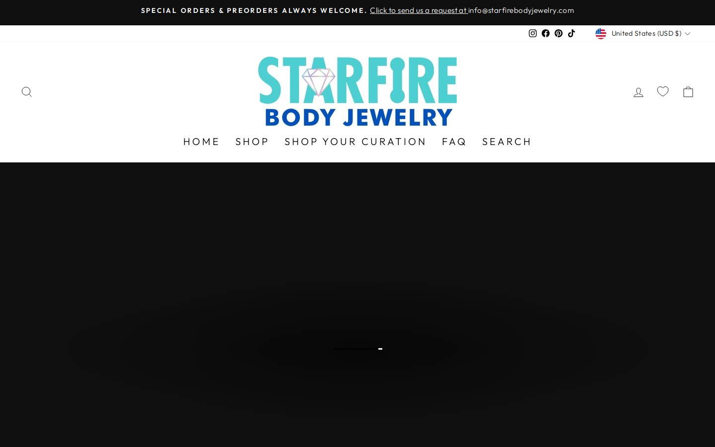 starfirebodyjewelry.com homepage screenshot