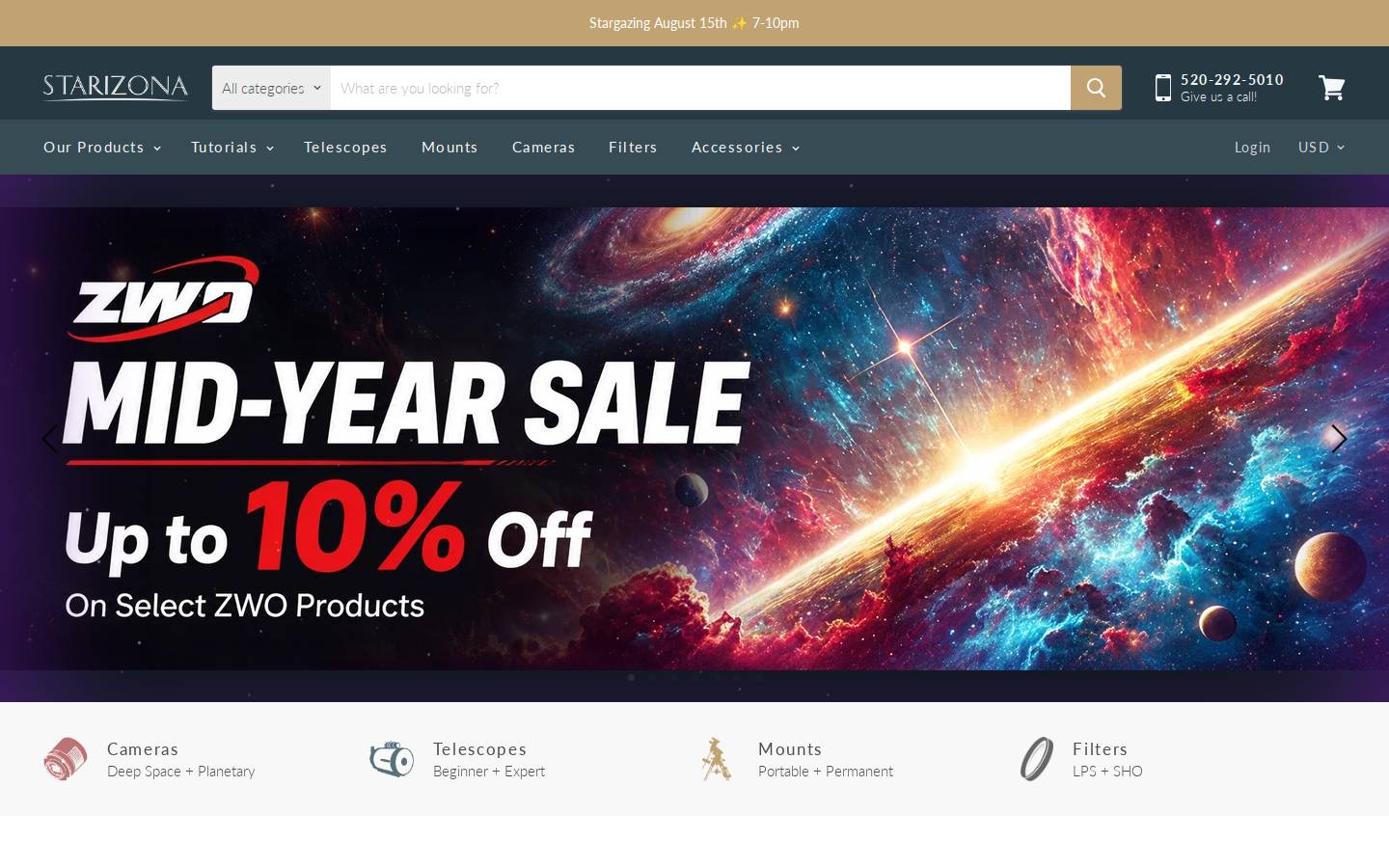 Starizona homepage screenshot