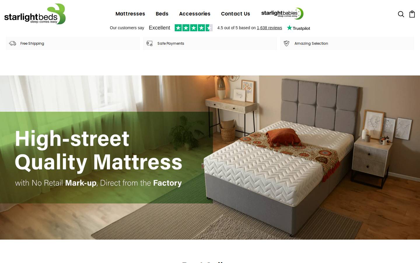 Starlight Beds homepage screenshot