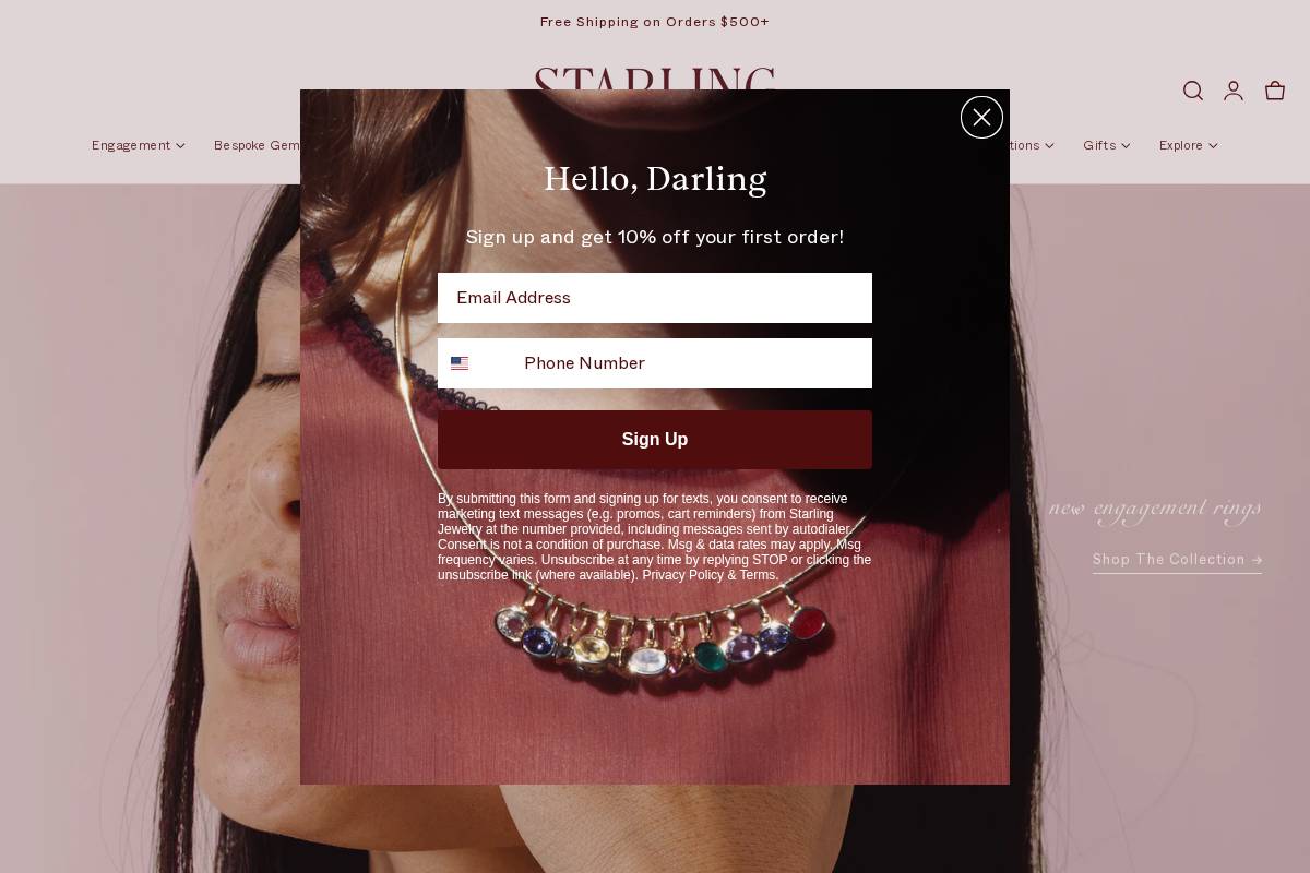 Starlingjewelry homepage screenshot