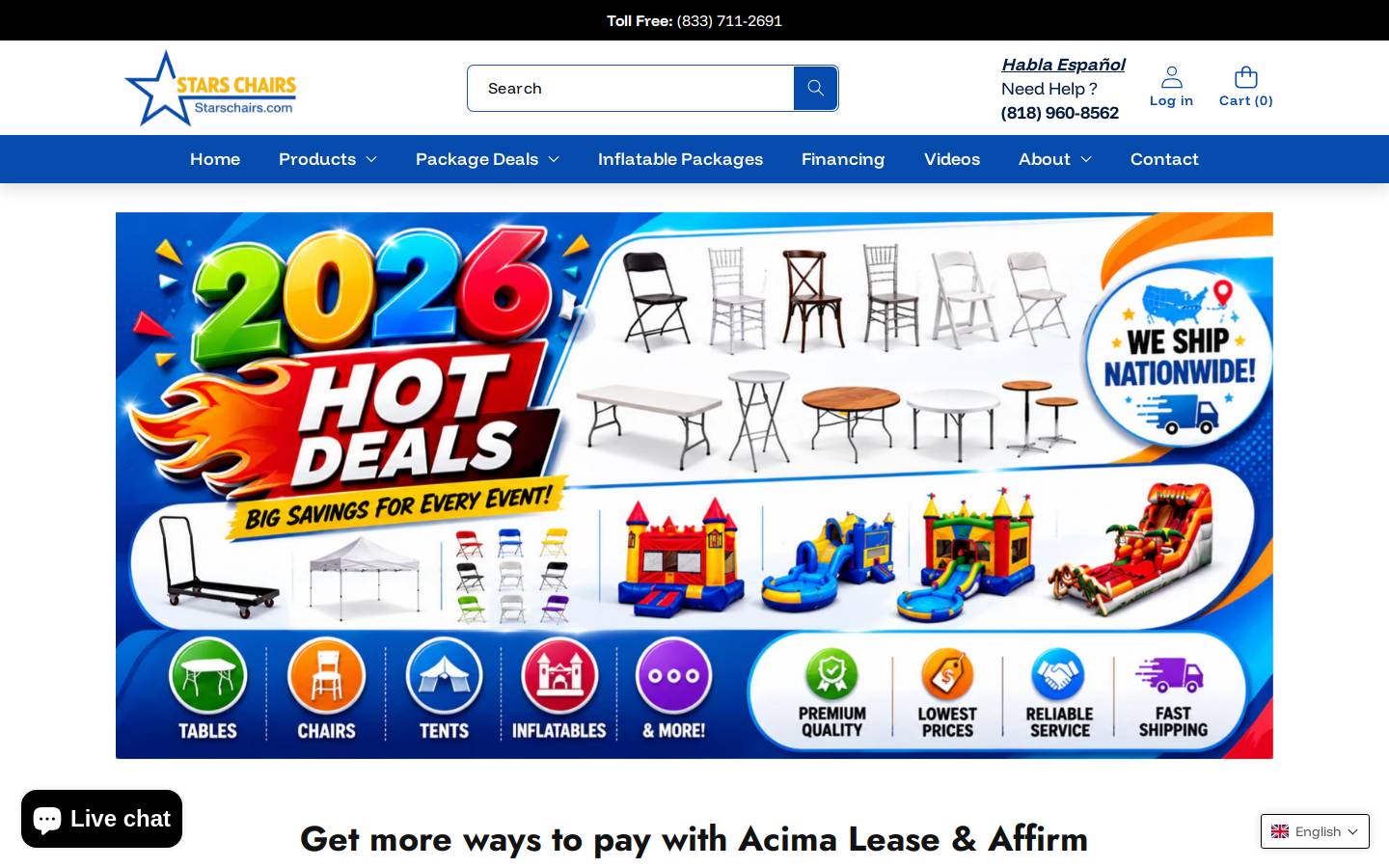 starsinflatables.com homepage screenshot