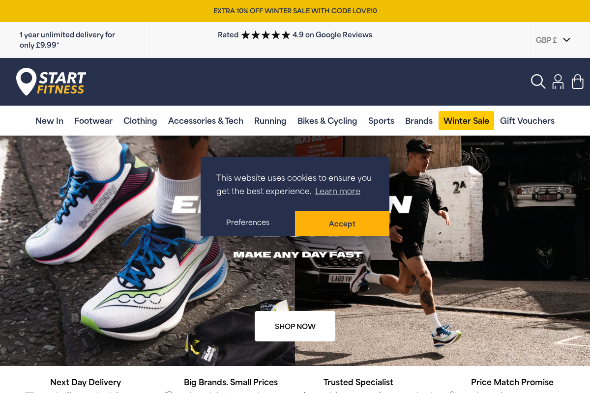 Start Fitness homepage screenshot