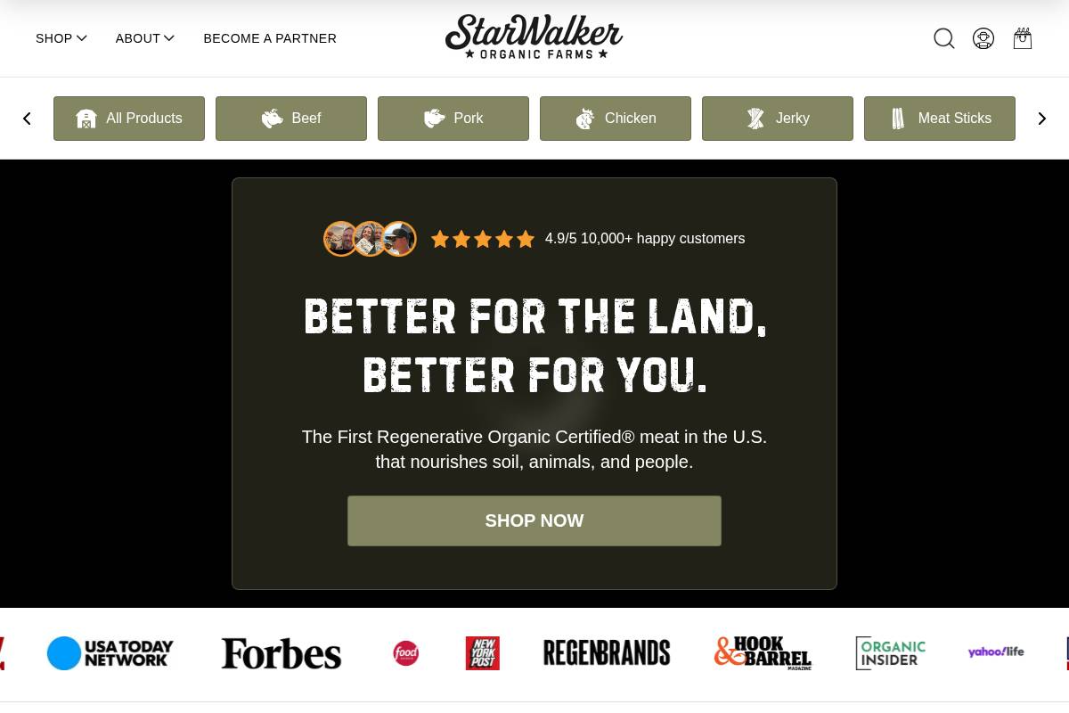 starwalkerorganicfarms.com homepage screenshot